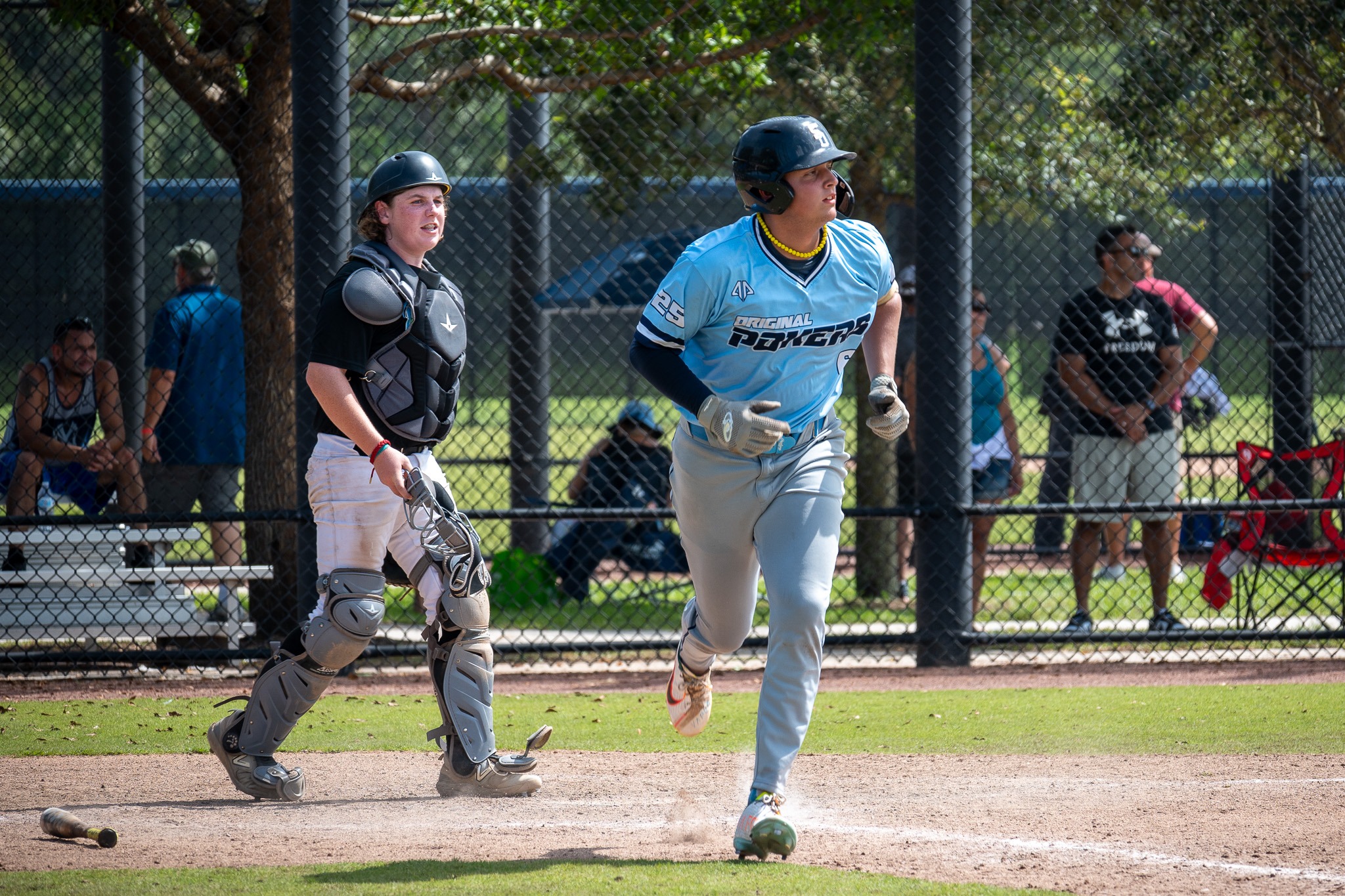 Niko Benestad driving in a run for the Pokers against NJ Marlins 17U Ammerman